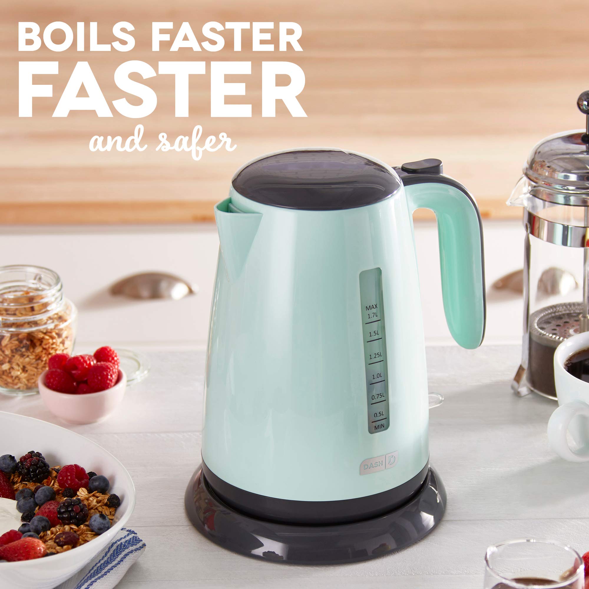 Dash Easy Electric Kettle + Water Heater With With Rapid Boil, Cool Touch Handle, Cordless Carafe + Auto Shut Off For Coffee, Te